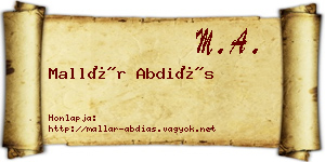 Mallár Abdiás névjegykártya